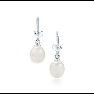 Tiffany Olive Pearl Drop Earrings